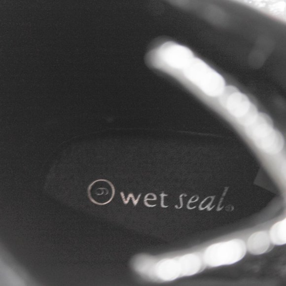 Rare Y2K Silver Metallic Foil Black Lace Combat Boots Size 10 - Picture 8 of 8